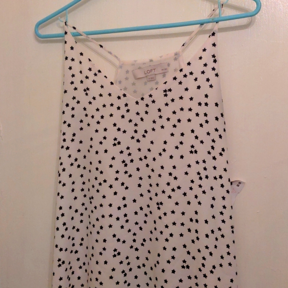 Loft White Star Tank Top Flowy Size Small Petite